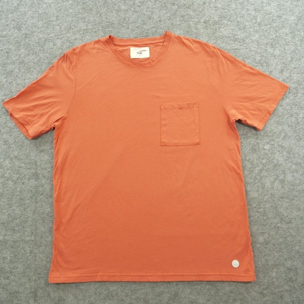 Folk Shirt Mens 4 Large Orange Crew Neck Short Sleeve Pocket Streetwear Minimali